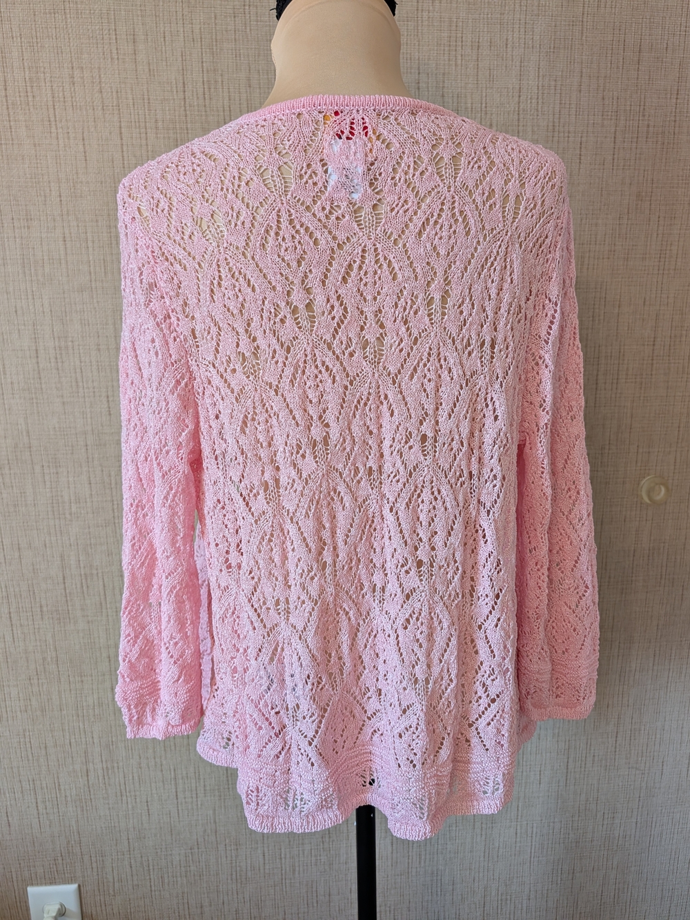 Ruby Rd. Light Pink Open-Knit Tie-Front Cardigan - Picture 4 of 10